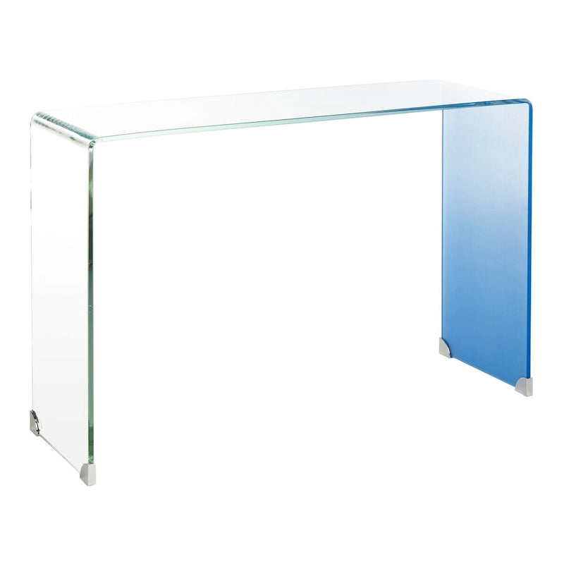 Mesa Consola de Cristal Ombré - Transparente/Azul - 43.3 x 13.8 x 29.5 - 43Ax14Px30Al
