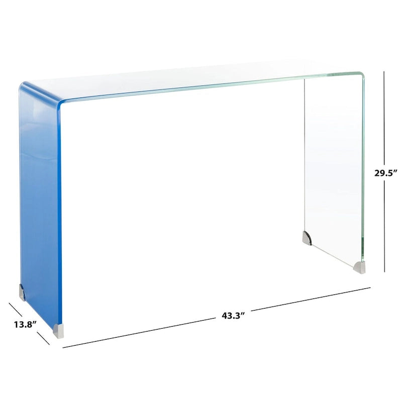Mesa Consola de Cristal Ombré - Transparente/Azul - 43.3 x 13.8 x 29.5 - 43Ax14Px30Al