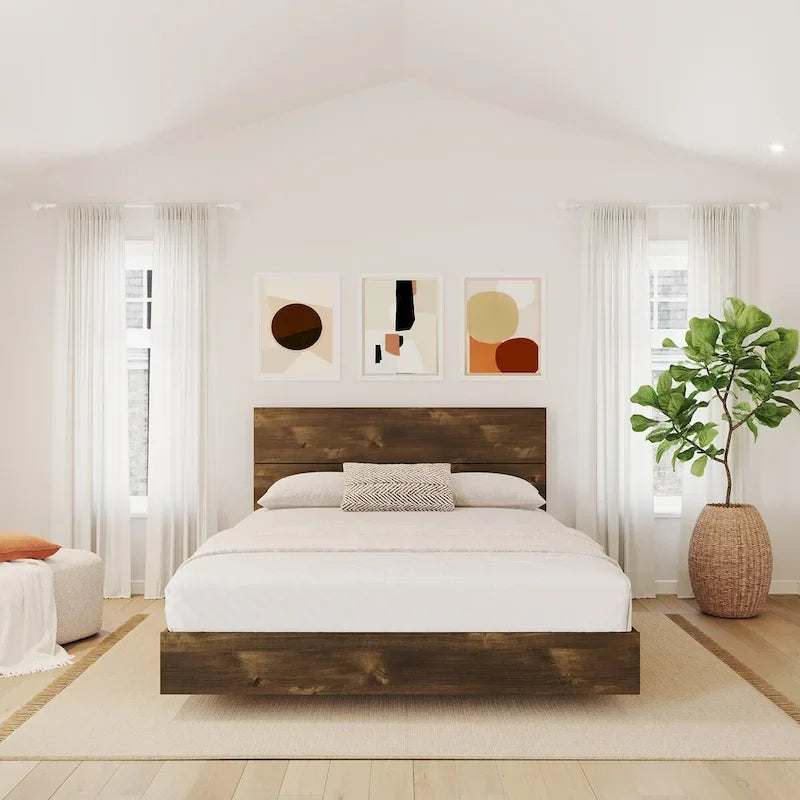 Juego de cama de 2 piezas con estructura de cama y cabecero, trufa