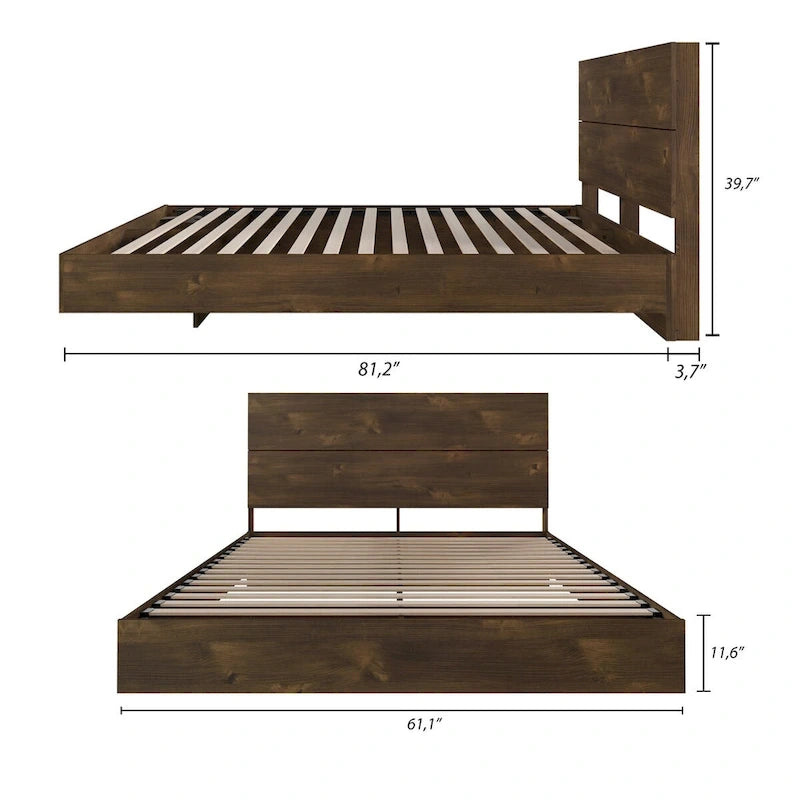 Juego de cama de 2 piezas con estructura de cama y cabecero, trufa