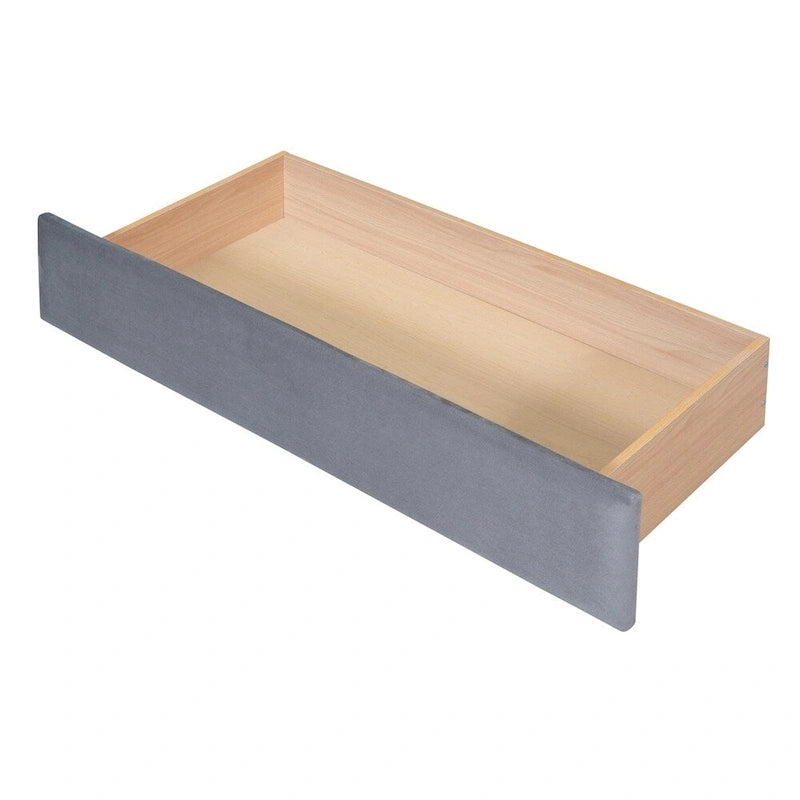 Cama Nido Individual Tapizada en Terciopelo con Apoyabrazos de Almacenamiento y Puerto USB