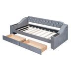 Cama Nido Individual Tapizada en Terciopelo con Apoyabrazos de Almacenamiento y Puerto USB
