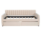 Sofá cama tapizado con cajones/cama nido, soporte de láminas de madera