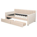 Sofá cama tapizado con cajones/cama nido, soporte de láminas de madera