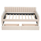 Sofá cama tapizado con cajones/cama nido, soporte de láminas de madera