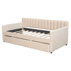 Sofá cama tapizado con cajones/cama nido, soporte de láminas de madera