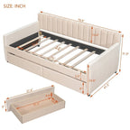 Sofá cama tapizado con cajones/cama nido, soporte de láminas de madera