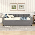 Sofá cama tapizado con cajones/cama nido, soporte de láminas de madera