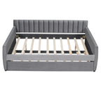 Sofá cama tapizado con cajones/cama nido, soporte de láminas de madera