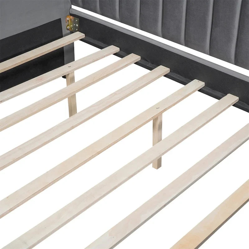 Sofá cama tapizado con cajones/cama nido, soporte de láminas de madera