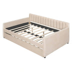 Sofá cama tapizado con cajones/cama nido, soporte de láminas de madera
