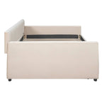 Sofá cama tapizado con cajones/cama nido, soporte de láminas de madera