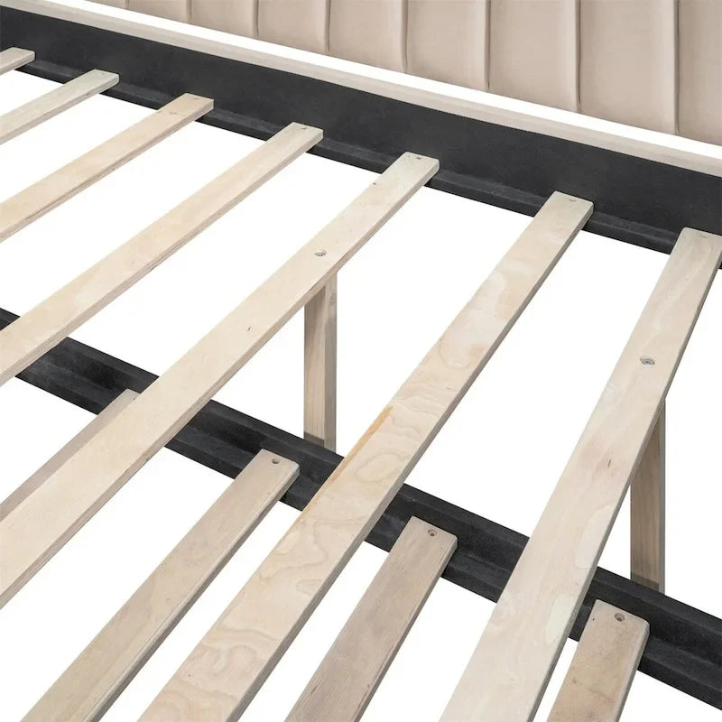 Sofá cama tapizado con cajones/cama nido, soporte de láminas de madera