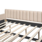 Sofá cama tapizado con cajones/cama nido, soporte de láminas de madera