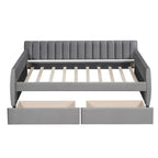 Sofá cama tapizado con cajones/cama nido, soporte de láminas de madera
