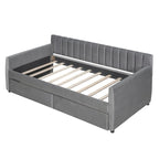 Sofá cama tapizado con cajones/cama nido, soporte de láminas de madera