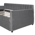 Sofá cama tapizado con cajones/cama nido, soporte de láminas de madera