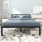 Estructura de cama de plataforma metálica con cabecera