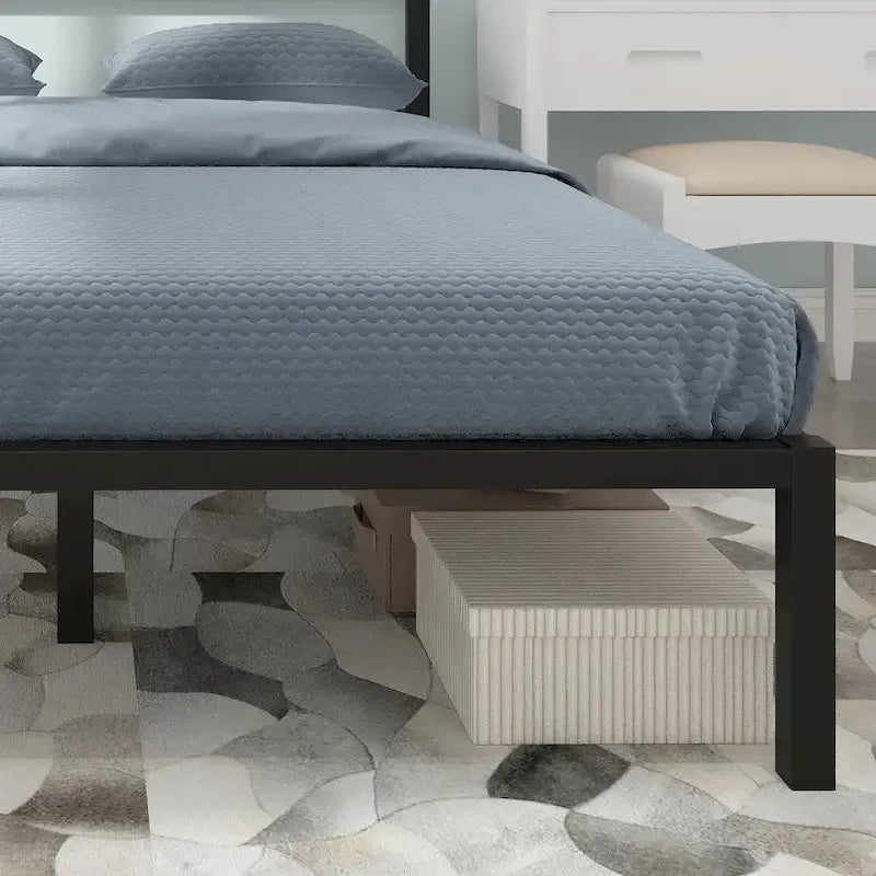 Estructura de cama de plataforma metálica con cabecera