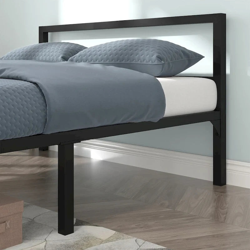Estructura de cama de plataforma metálica con cabecera