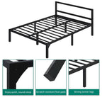 Estructura de cama de plataforma metálica con cabecera
