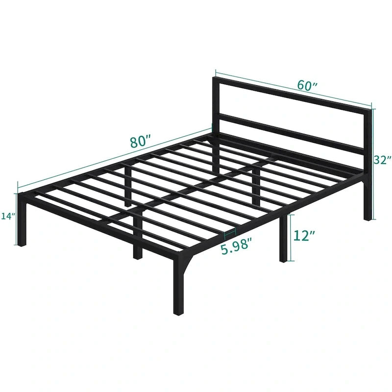 Estructura de cama de plataforma metálica con cabecera