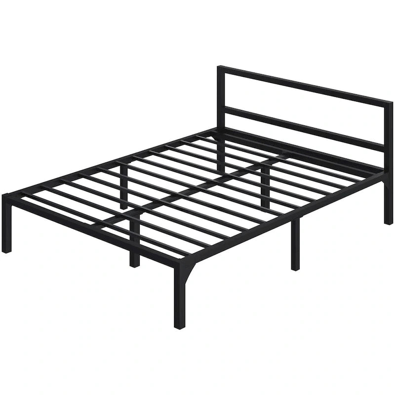 Estructura de cama de plataforma metálica con cabecera