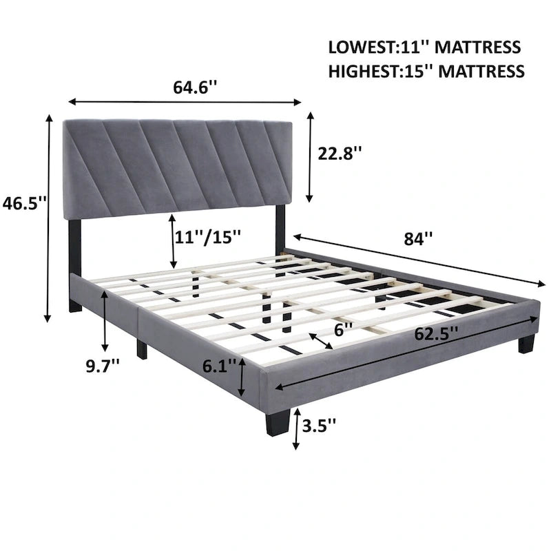 Base de cama tapizada ajustable Queen size resistente a las manchas y duradera