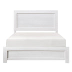 Cama individual, estilo rústico de granja, chapa de madera con acabado blanco