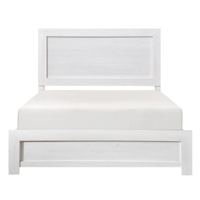 Cama individual, estilo rústico de granja, chapa de madera con acabado blanco