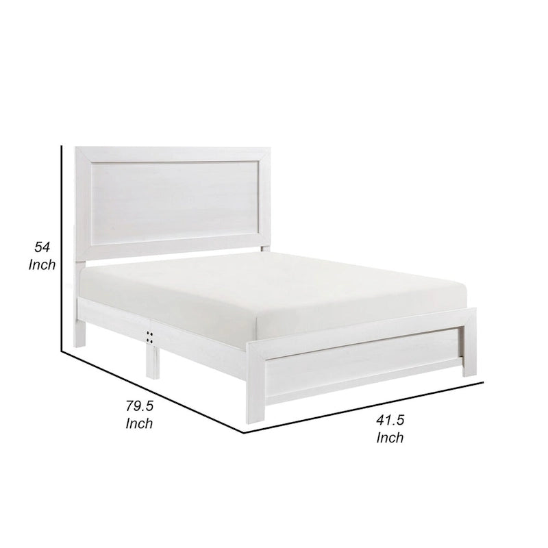 Cama individual, estilo rústico de granja, chapa de madera con acabado blanco