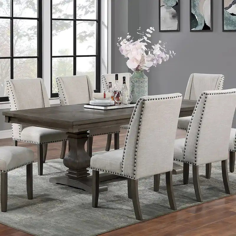 Mesa de comedor rectangular de madera con 1 extensión, en roble