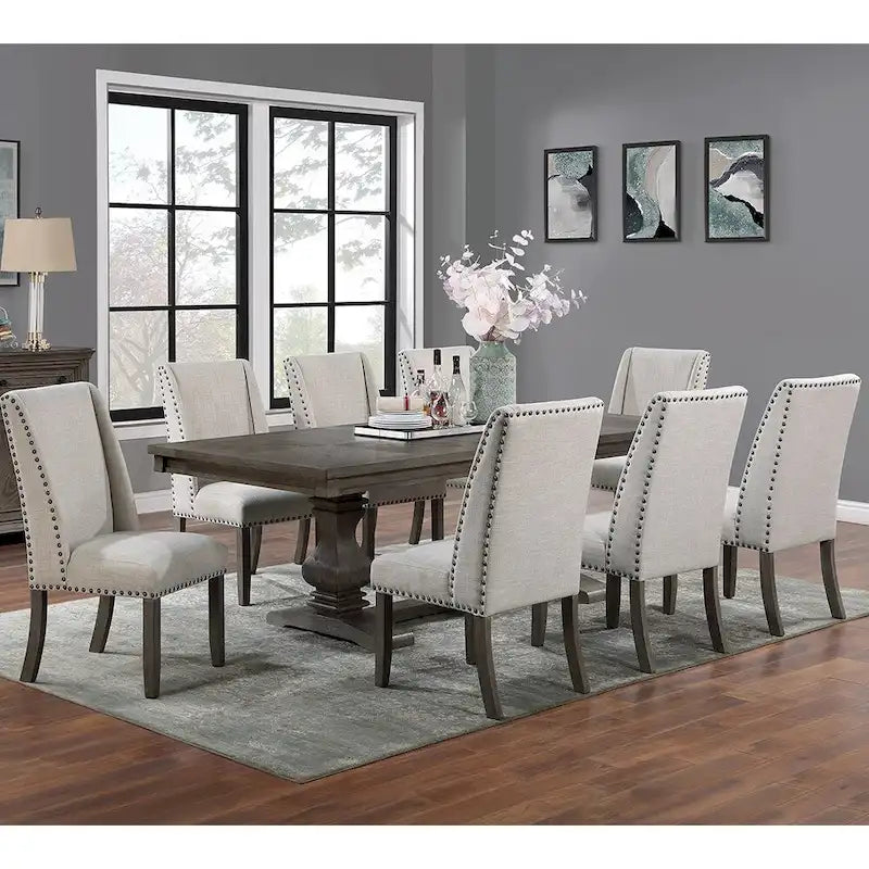 Mesa de comedor rectangular de madera con 1 extensión, en roble