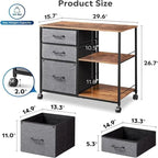 Archivador móvil de 3 cajones - 15.75P x 29.53An x 26.77Al