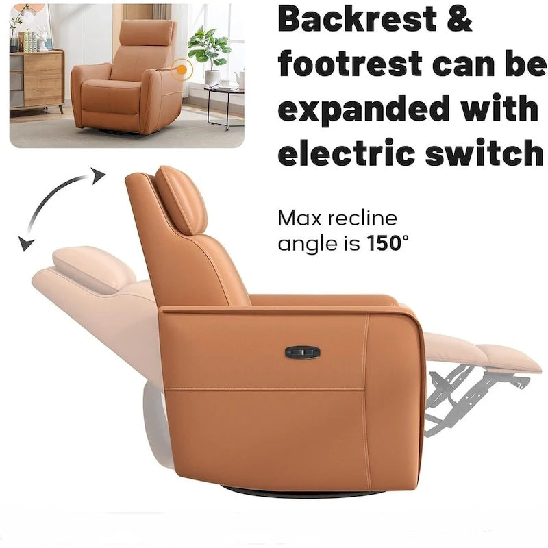 32.3 Sillón reclinable giratorio y mecedora "Wide Power" con puertos USB
