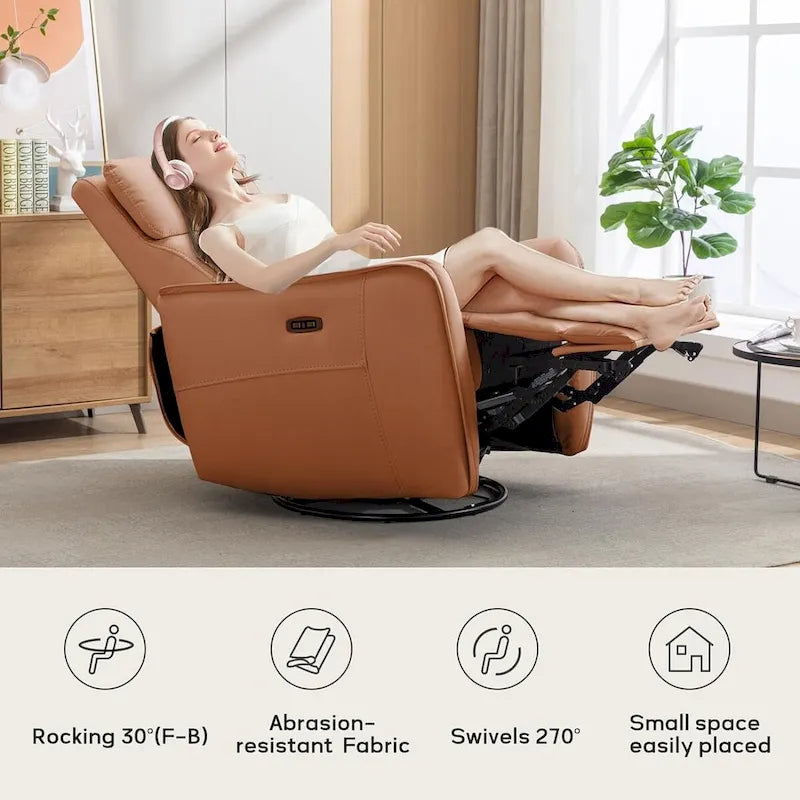 32.3 Sillón reclinable giratorio y mecedora "Wide Power" con puertos USB