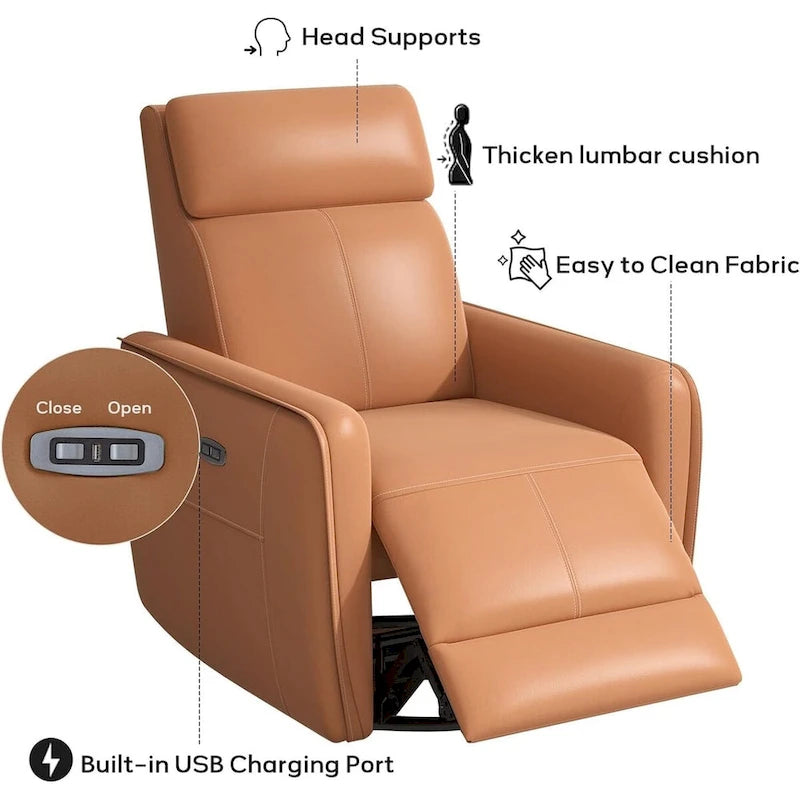 32.3 Sillón reclinable giratorio y mecedora "Wide Power" con puertos USB