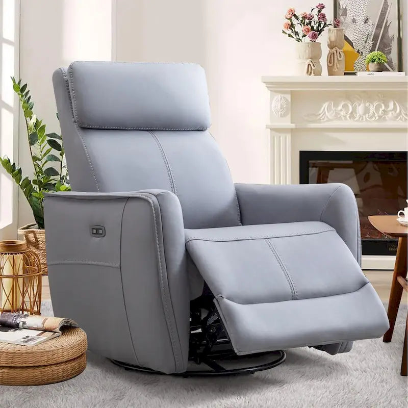 32.3 Sillón reclinable giratorio y mecedora "Wide Power" con puertos USB
