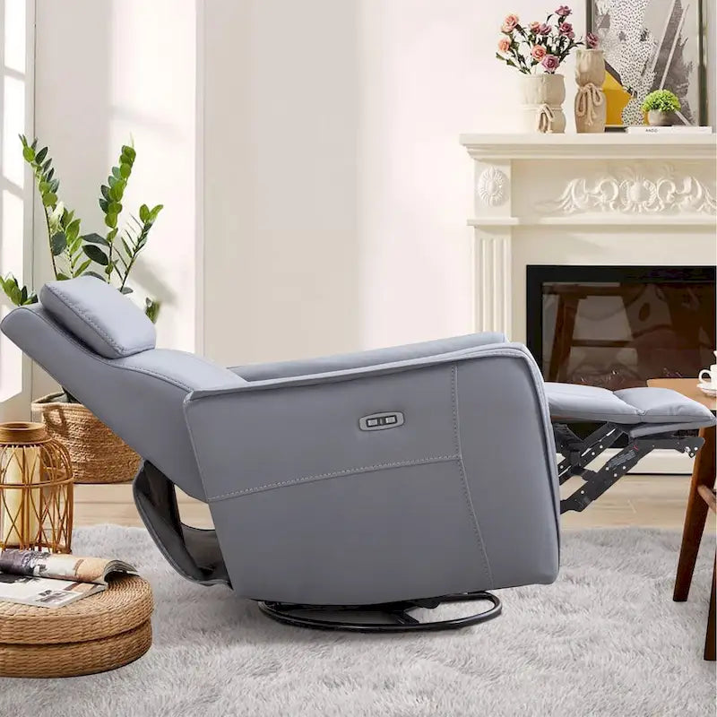 32.3 Sillón reclinable giratorio y mecedora "Wide Power" con puertos USB