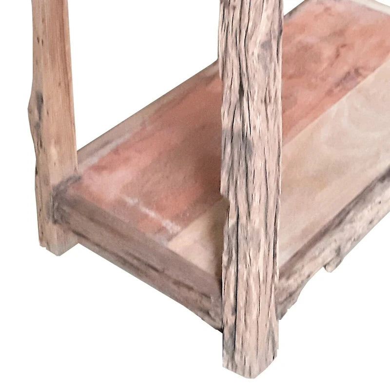 Mesa de isla de cocina rústica de 32 pulgadas, 2 cajones, madera blanca envejecida