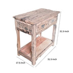 Mesa de isla de cocina rústica de 32 pulgadas, 2 cajones, madera blanca envejecida