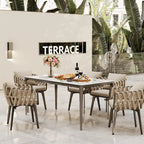 Mesa de comedor rectangular única de 63 con tapa de cristal templado de piedra sinterizada