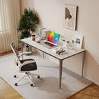 Mesa de comedor rectangular única de 63 con tapa de cristal templado de piedra sinterizada