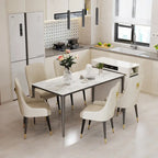 Mesa de comedor rectangular única de 63 con tapa de cristal templado de piedra sinterizada