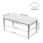 Mesa de comedor rectangular única de 63 con tapa de cristal templado de piedra sinterizada