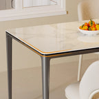 Mesa de comedor rectangular única de 63 con tapa de cristal templado de piedra sinterizada
